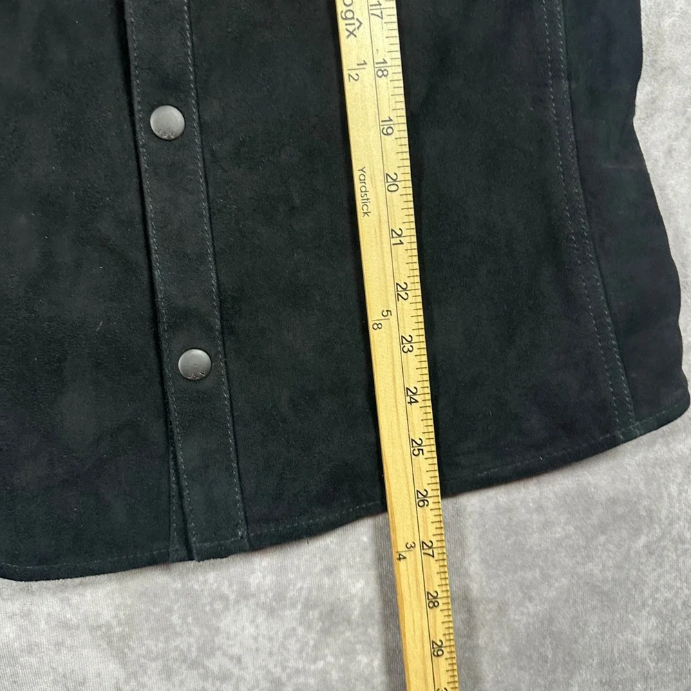 John Varvatos USA Men S Black Goatskin Suede Snap Front Jacket Red Interior